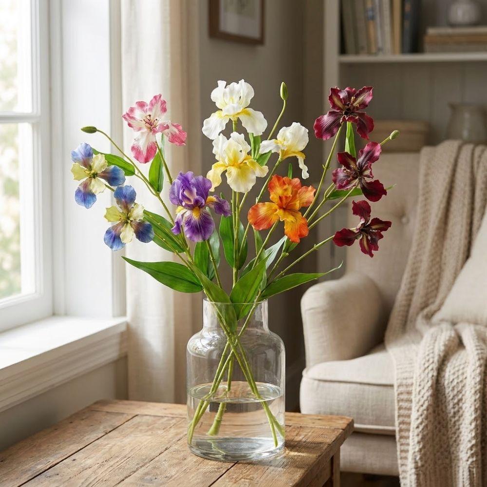 Realistic Artificial Iris Flower Branch Long Branch Faux Flower Luxury Fake Iris Stem Party Decor