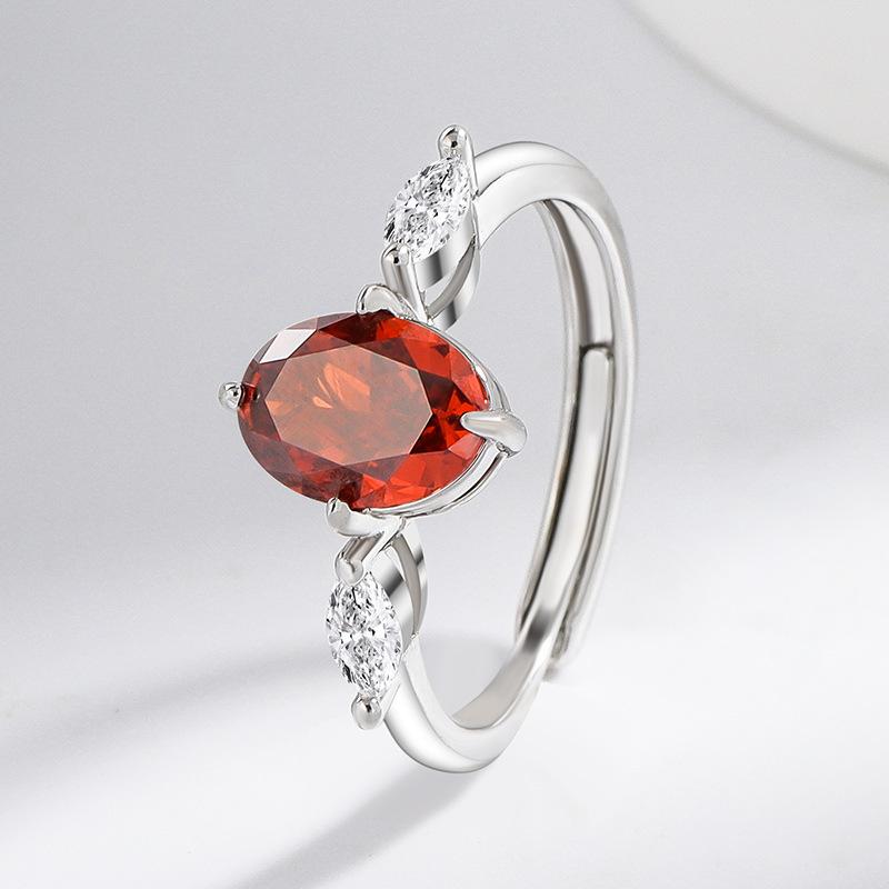 925 Sterling Silver Ice Cut Pigeon Egg Shape Colored Gem Super Sparkling High Carbon Diamond Simple Ring for Women Fashion Jewelry Gift