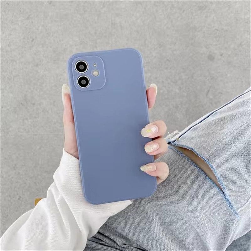 Square Liquid Silicone Phone Case For iPhone 12 13 14 15 11 Pro Max Mini XS X XR 6S 7 8 Plus SE Thin Soft Cover Candy Fundas