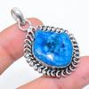 Natural Blue Solar Quartz Gemstone 925 Sterling Silver Pendant 1.77" U0U94