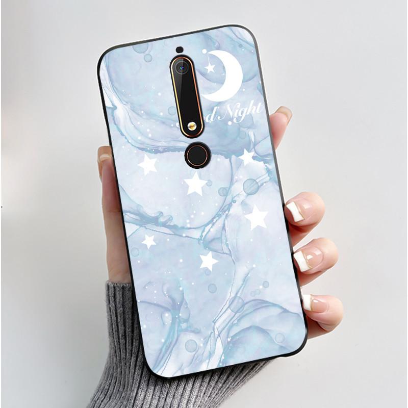 Cute Case For Nokia 6.1/Nokia 6.1 Plus/Nokia X6/Nokia6 Capa Printing Shell Protective Cover Soft Silicone Cartoon Black Casing