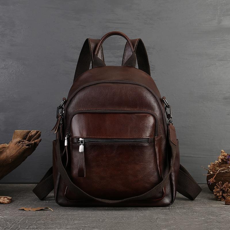 Винтажный натертый вручную первый слой коровьей кожи рюкзак большой емкости многослойный коровья кожа рюкзак для поездок на работу может быть одно плечо сумка