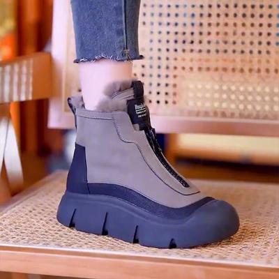 Ретро стиль маффин толстая подошва бархатные теплые сноубутсы женские зимние новые удобные мягкие повседневные короткие ботинки