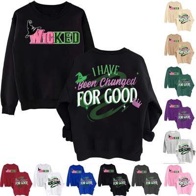 Женская мода повседневная толстовка с круглым вырезом и длинным рукавом с принтом ведьмы