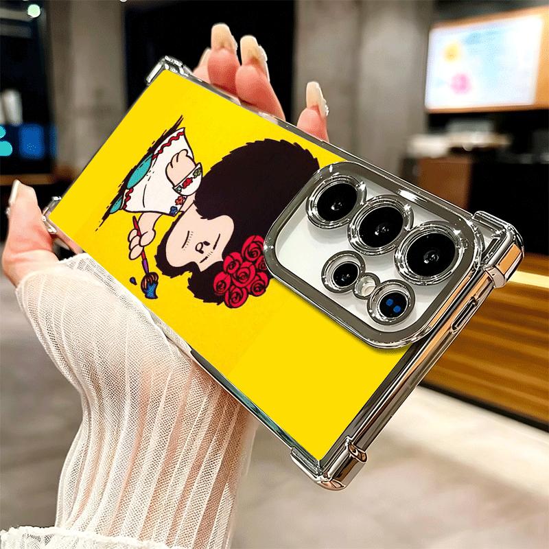 Мультяшный милый чехол с покрытием Мафальда для Samsung Galaxy S24 S25 FE S26 Edge S23 Ultra S22 S21 Plus S20 Противоударный чехол с подушкой безопасности