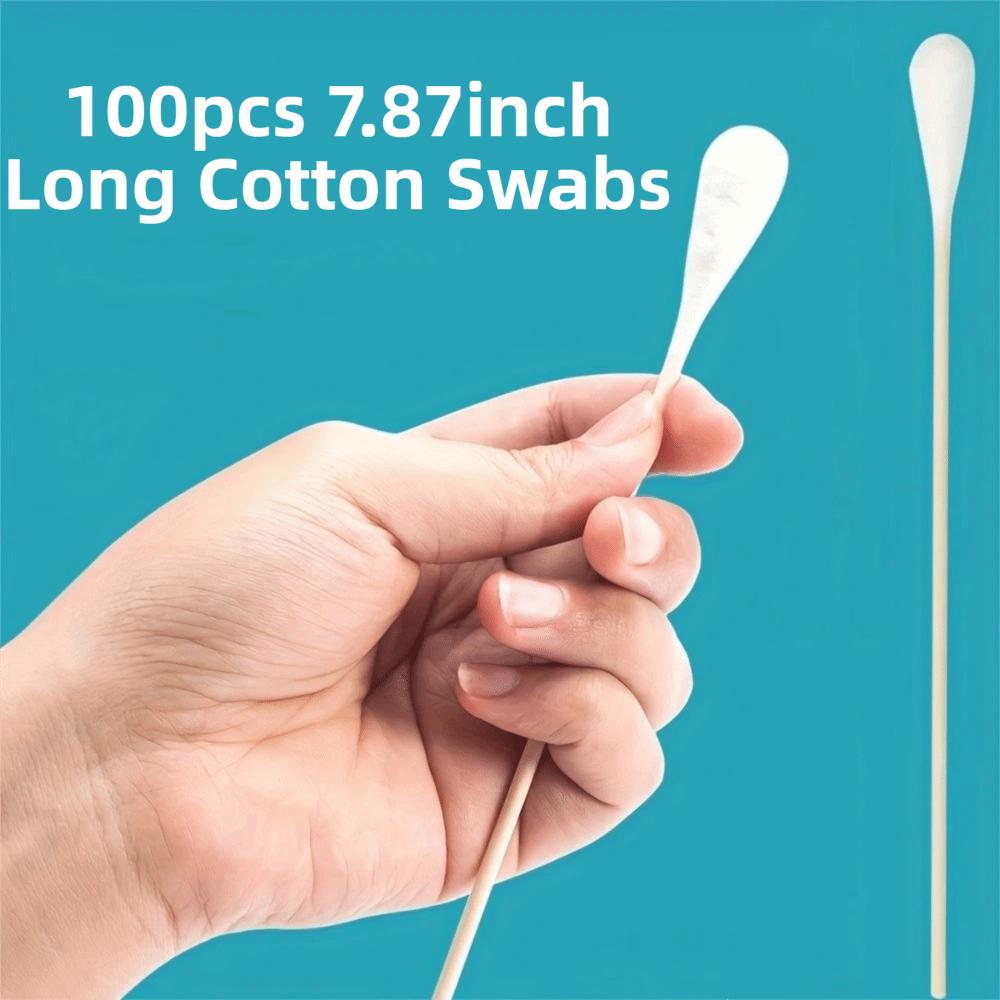 100pcs 7.87inch Long Cotton Swabs Eyes Cotton Swabs for Eyes Ears Eyeshadow Removal