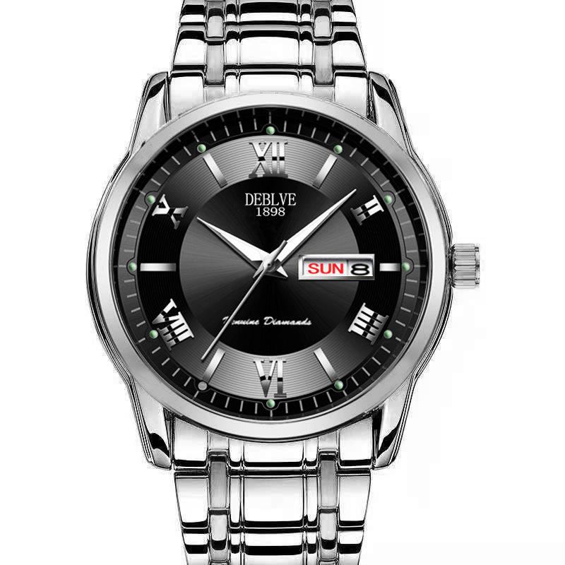 UTHAI  Новые мужские часы Модный тренд Двойной календарь Браслет из нержавеющей стали Кварцевые часы Часы Подарок