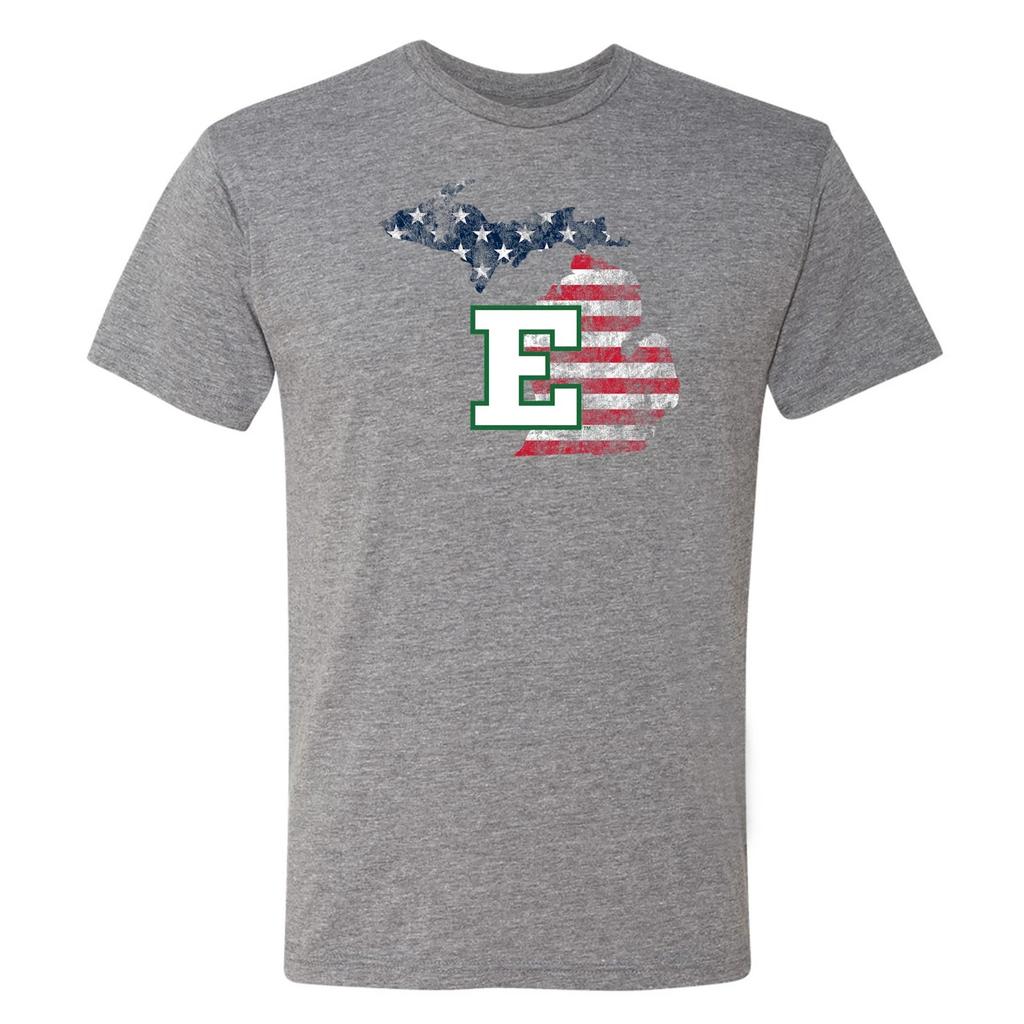 Eastern Michigan Patriotic State Silhouette Triblend T-Shirt - Premium Heather
