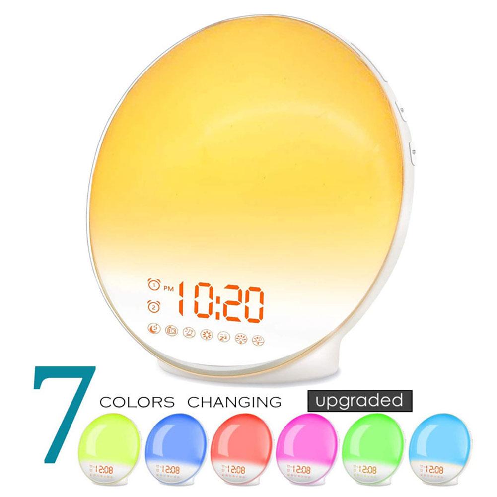 Имитация восхода солнца, будильник, свет, красочная атмосфера, ночник, будильник для детей, светодиодный электронный будильник Cl A8Y4