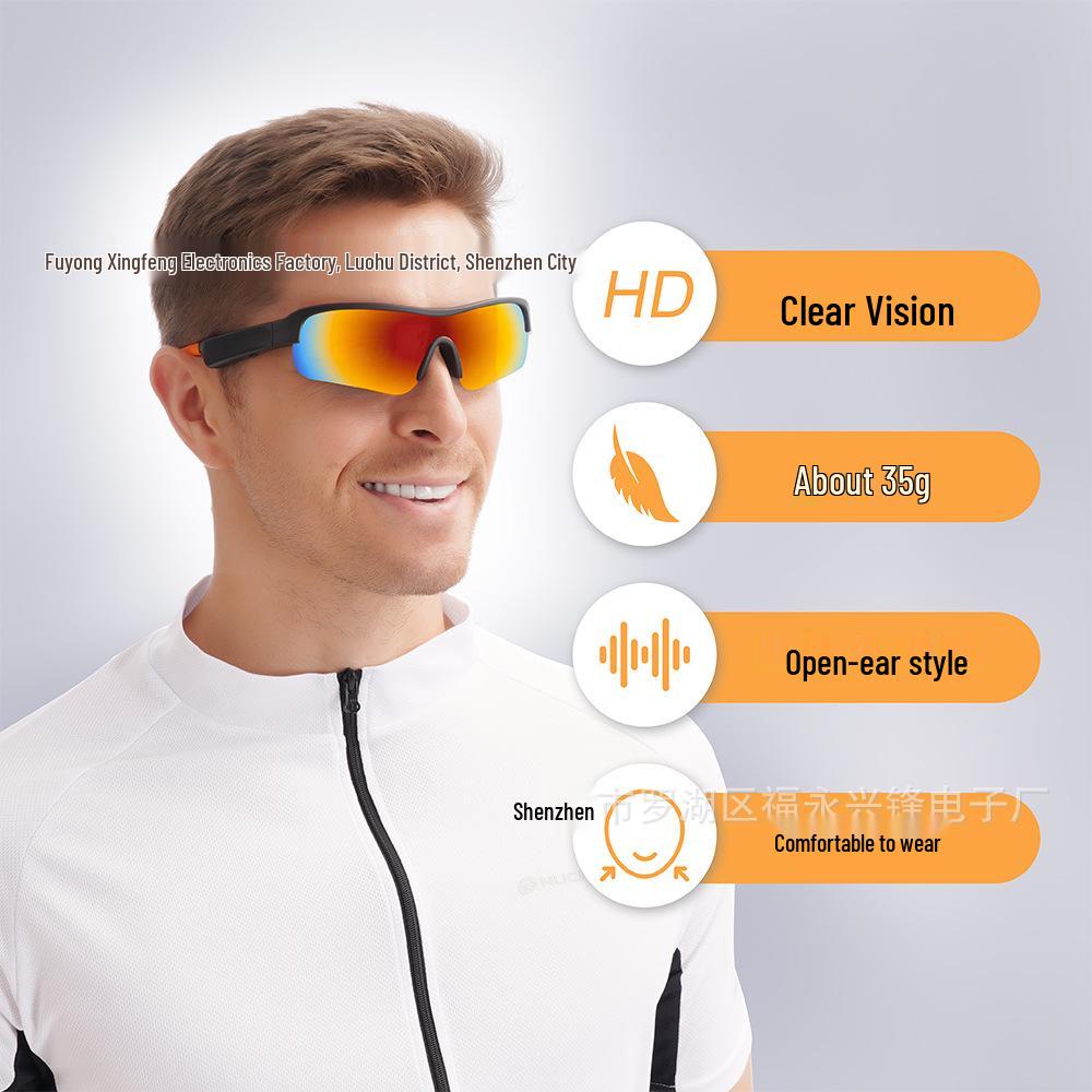 Bluetooth Audio Sport Glasses: Music & Calls, Long Battery Life, Ideal for Cycling & Mountaineering