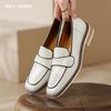 2024 New Fashion Spring/Autumn Women Loafers Cow Leather Square Toe Chunky Heel Women Shoes Casual Low Heel Pumps for Women