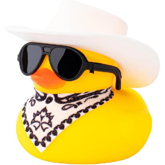 wonuu Rubber Duck Car Ornaments Yellow Duck Car Dashboard Decorations with Propeller Helmet for Christmas Decor and Home Decorations for Adults