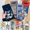 Черный чехол AT23 Tom Jerry Cat для iPhone 16 15 Plus 14 13 12 11 Pro 8 7 6S SE 5S X XR XS Max Realme C30 C33 C31 9I Huawei Y8P Y9 Sofe Cover