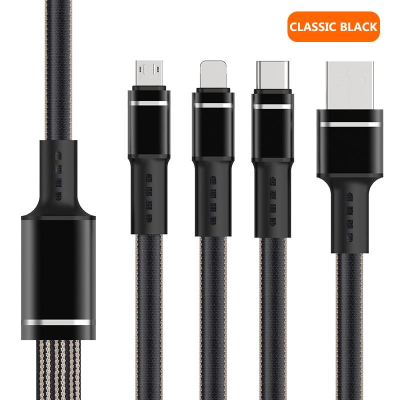 Кабель для передачи данных 3 в 1, плоский плетеный кабель мощностью 66 Вт, подходит для кабеля для передачи данных с ОС Android Type-c, Apple 5A, сверхбыстрая зарядка