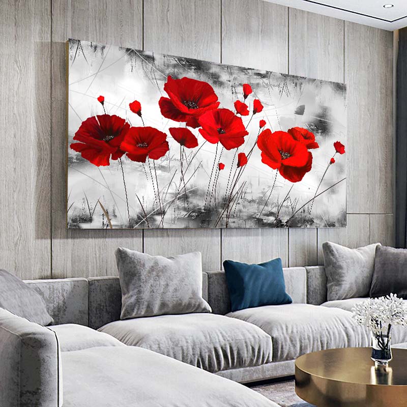 Яркие маки, цветочные картины на холсте, настенные постеры и принты, настенное искусство для гостиной, домашний декор