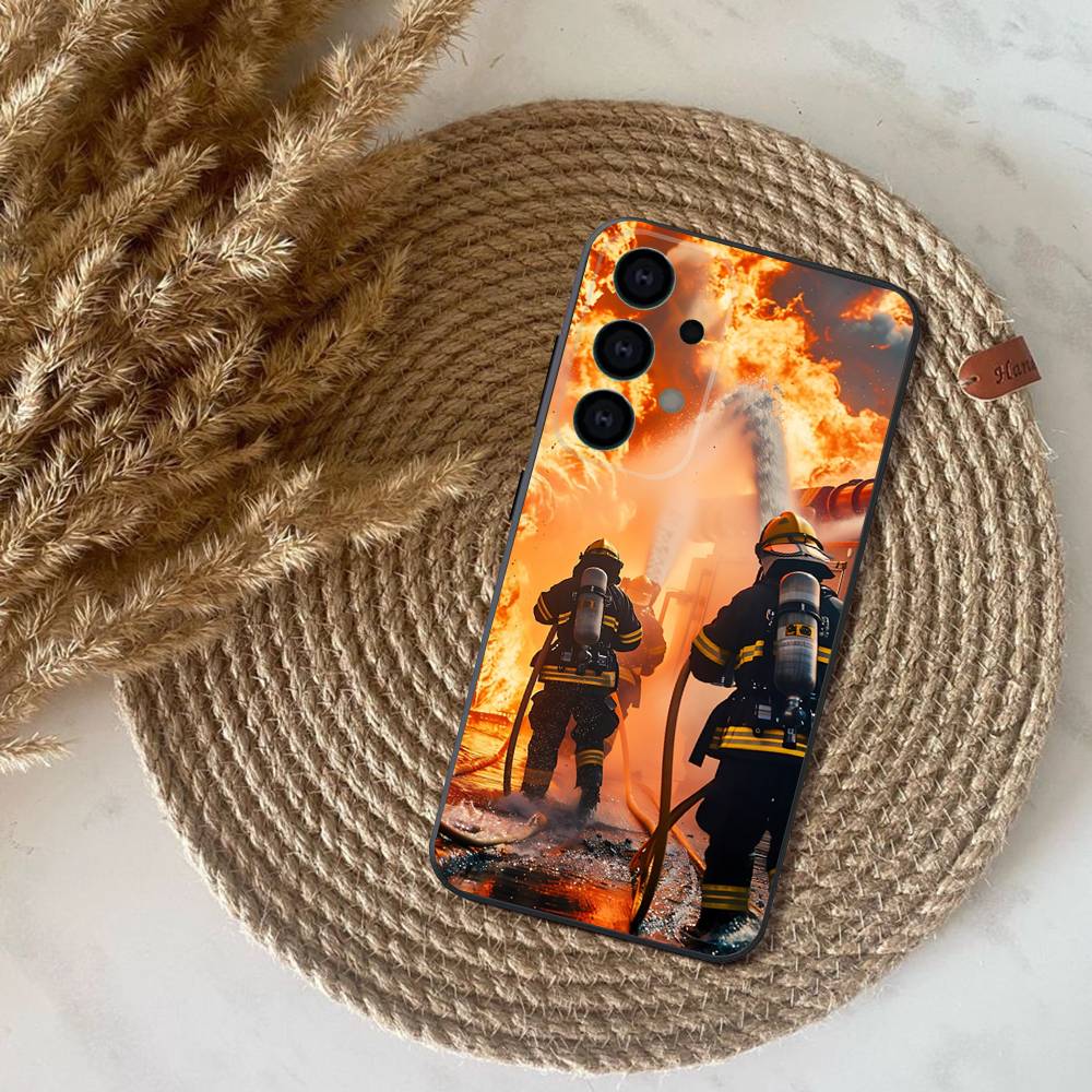 Phone Case For Samsung S25,S24,S21,S22,S23,S30,Ultra,S20,Plus,Fe,Lite,Note,10,9,Fireman Firefighter 5G Black Cover