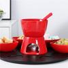 Chocolate Melting Mug Set Ceramic Fondue Heating Set with Forks Hot Chocolate Warming Mug for Date Night Party Family Gathering