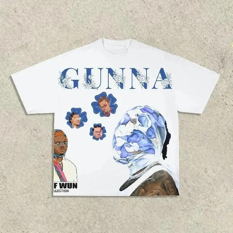 Mens Gunna Graphic T Shirt Y2K Rap Hip Hop Streetwear Cotton Tee S-4XL