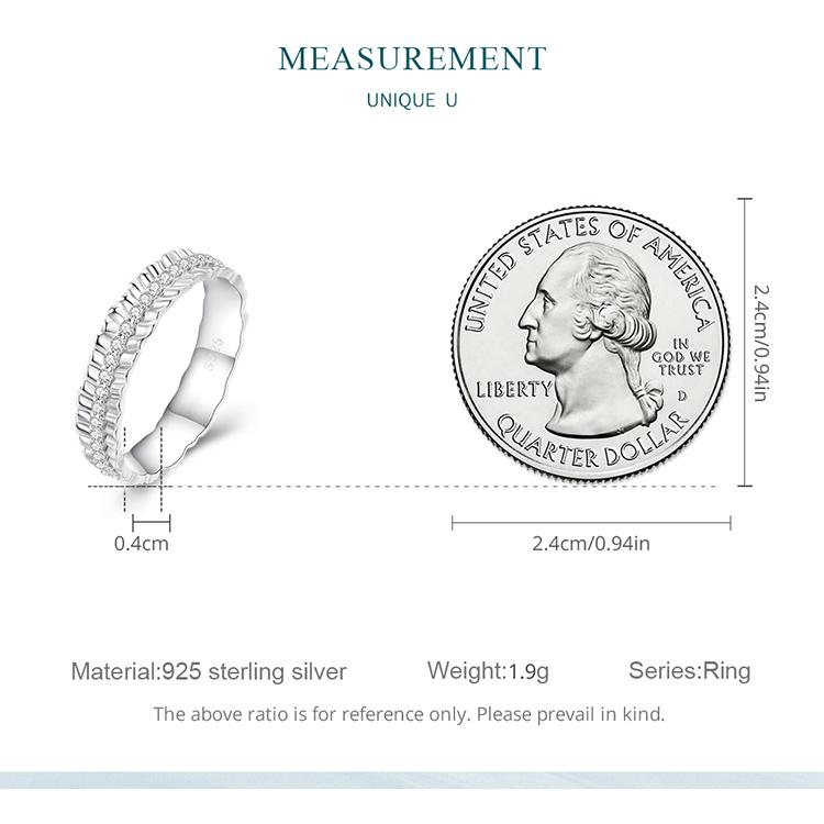 BAMOER стерлингового серебра 925 пробы с кружевной кромкой и цирконием, кольцо на палец для женщин, подарок на годовщину, ювелирные изделия, размер 6-8