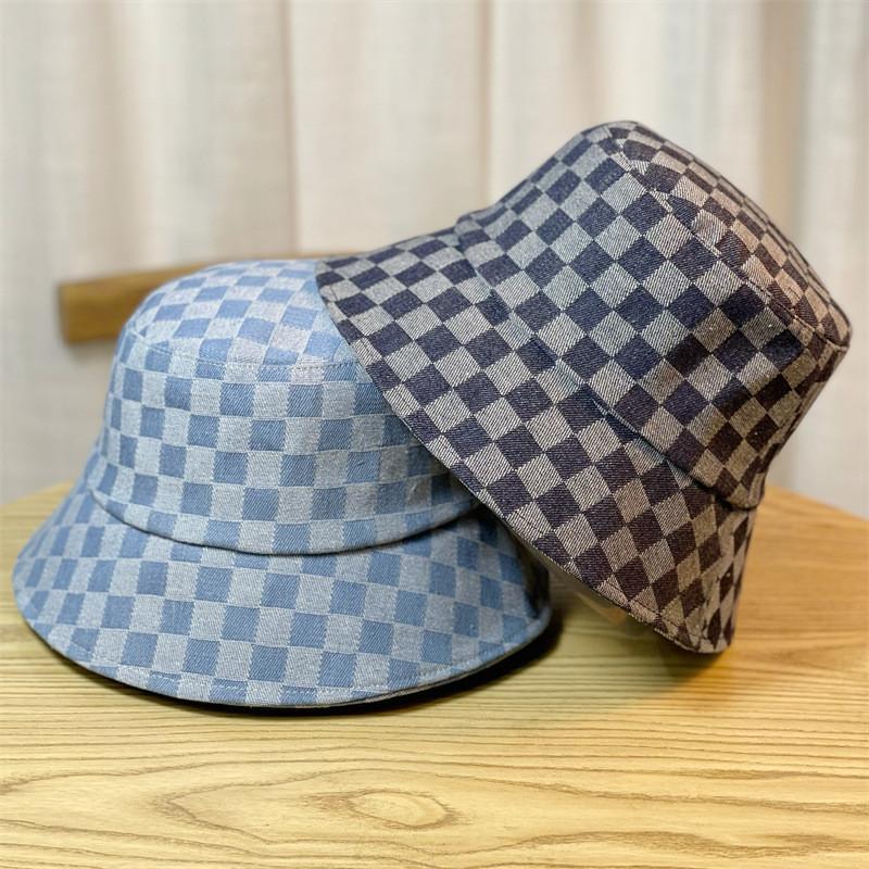 Новая джинсовая шляпа-панама в японском стиле, женская, весенне-осенняя, клетчатая, в сетку, популярная в интернете, универсальная, визуально уменьшающая лицо, маленькая летняя шляпа-ведро