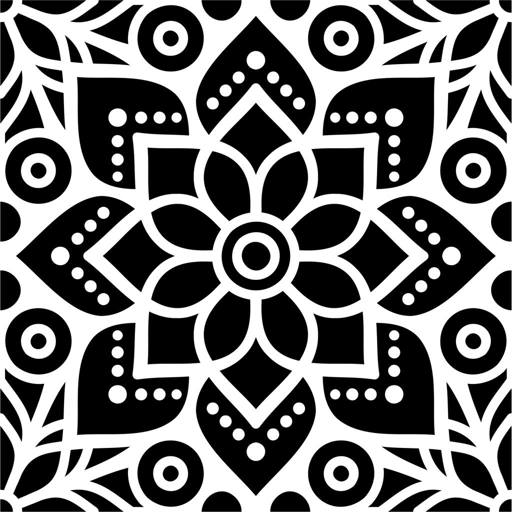 Printtoo Craft Textile Square Цветочный узор мандалы Деревянный резиновый штамп Scrap-booking-2 x 2