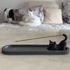 Zen Style Black Cat Incense Stick Holder 3D Printed Plastic Incense Burner with Ash Catcher Funny Mobile Cat