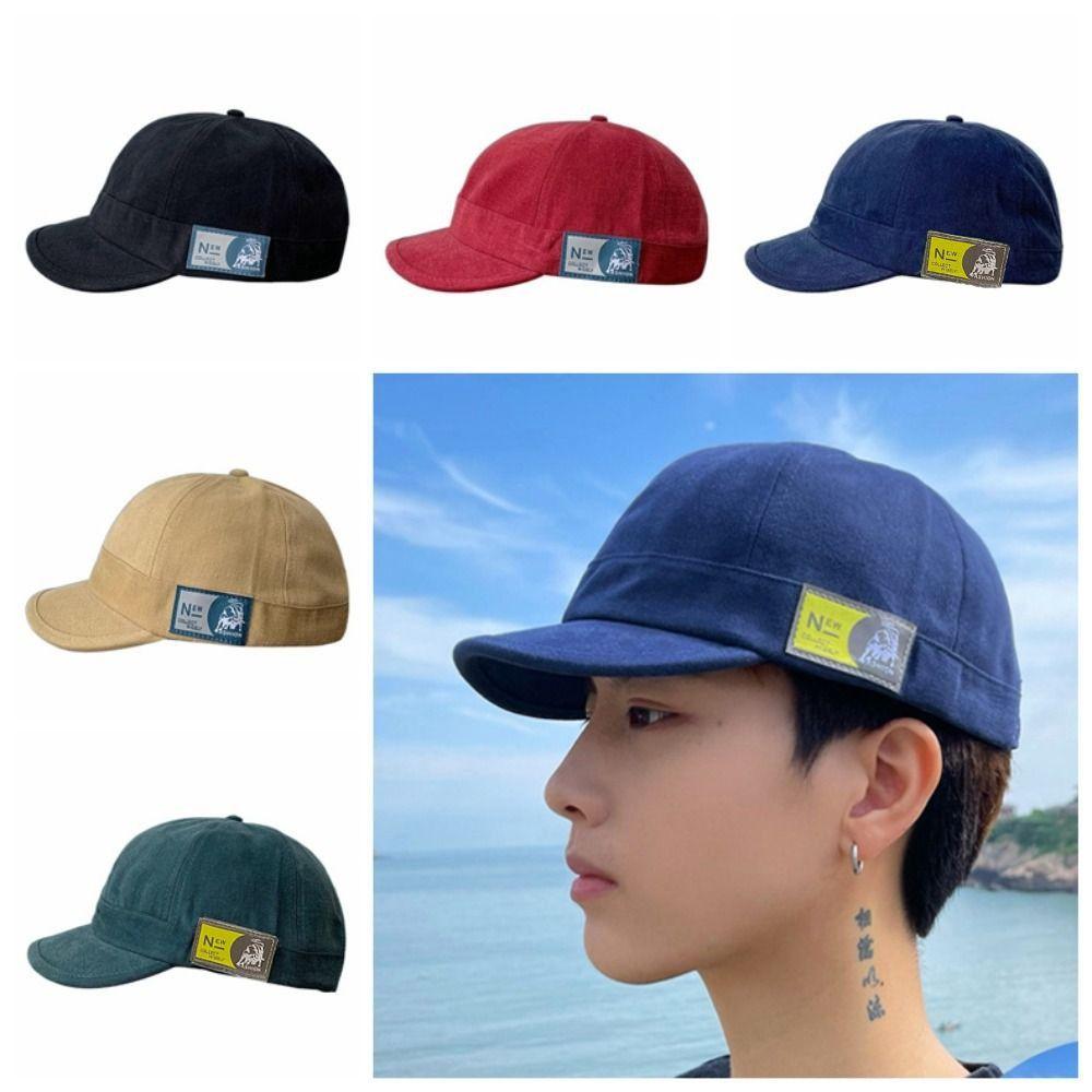 Japanese Style Short Brim Baseball Cap Solid Color Peaked Cap Casual Sunscreen Sun Hat  Sports