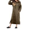 Women's Casual Solid Color Long Sleeve Hoodie Long Dress