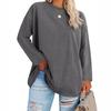 Women's Large Top Round Neck Loose And Comfortable Solid Long Sleeve T-shirt Casual