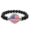 287 Countries National Flag Snap Button Elastic Band Beads Country Flag Independence Day Bead Jewelry Beaded Bracelet