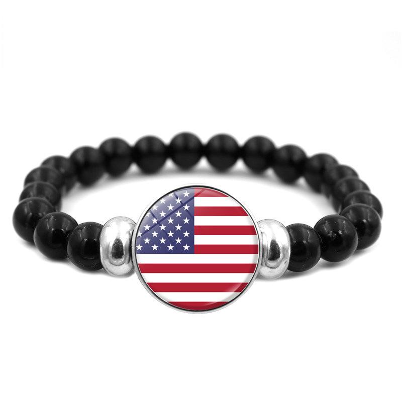 287 Countries National Flag Snap Button Elastic Band Beads Country Flag Independence Day Bead Jewelry Beaded Bracelet