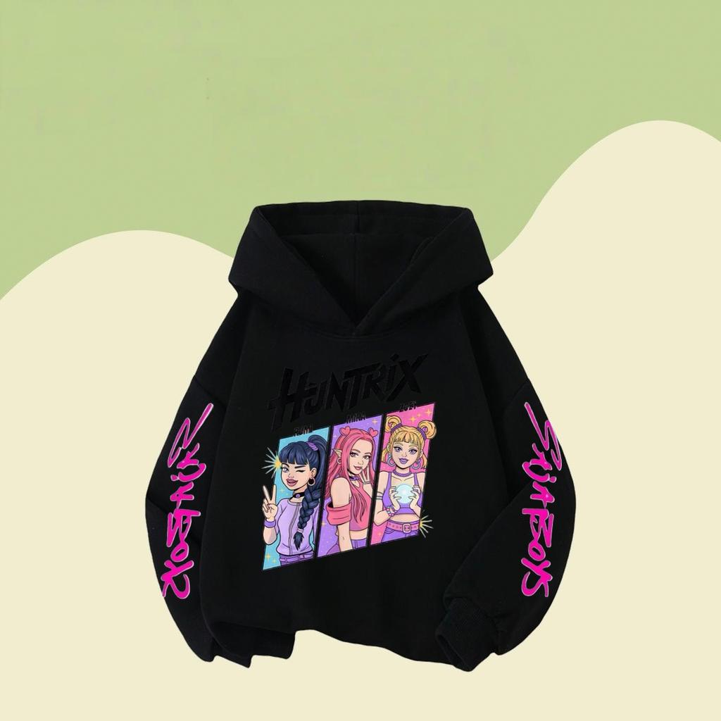 Детские толстовки Kpop Huntrix, элегантная одежда с узорами персонажей, повседневные топы с капюшоном, детская популярная одежда
