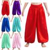 Kids Girls Satin Harem Pants Belly Dance Costume Tribal Arabic Princess Wide Leg Trousers Palazzo Pants