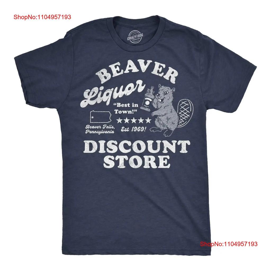 Mens Funny T Shirt Beaver Liquor Discount Store Sarcastic Adult Joke vintage Washed Casual Breathable Comfortable graphic