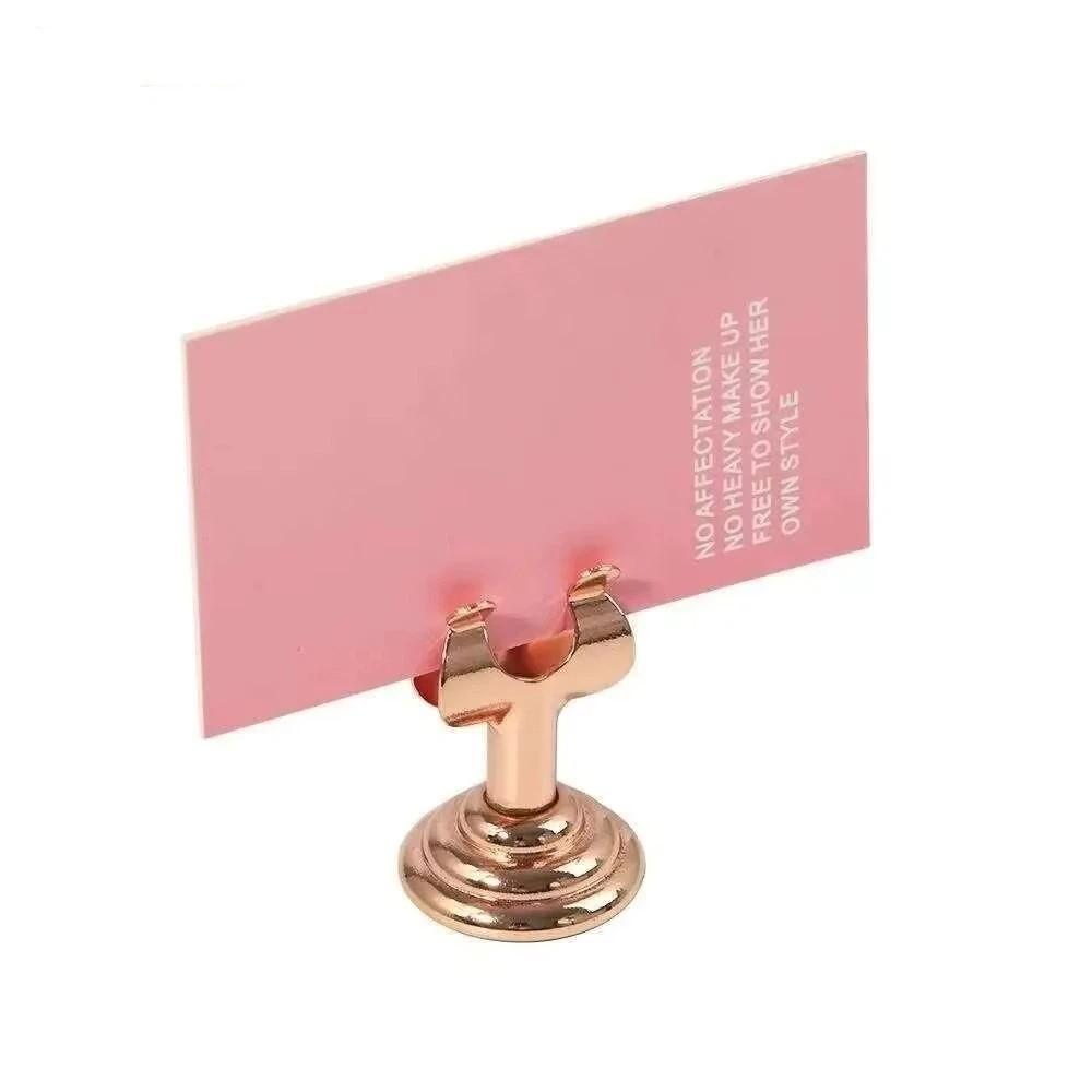 U Shape Name Card Display Stand Stainless Steel Picture Clips Price Display Rack  Table Accessories