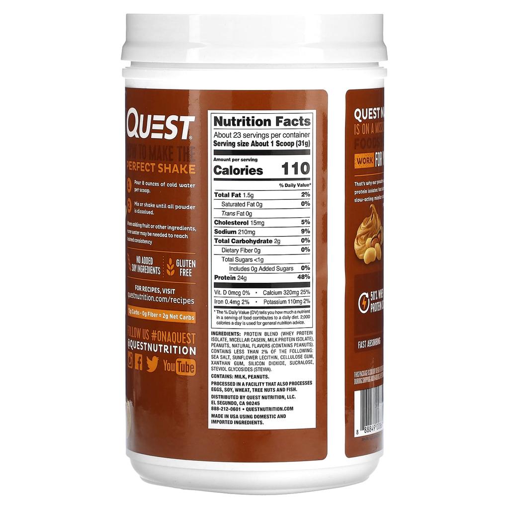 Quest Nutrition Protein Powder, Peanut Butter, 1.6 Lb (726 G)