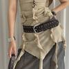 Y2k Women Rivet Belt Vintage Punk Style Belt Fashion Wide Leather Waistband  Pants Accessories
