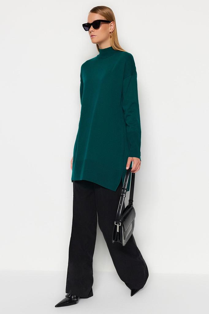 Женский модный стильный свитер в хиджабе, черный трикотаж с высоким воротником, свитер