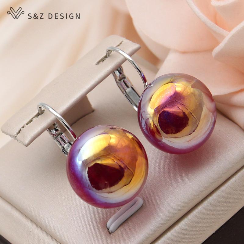 Модные серьги-подвески цвета розового золота с разноцветными круглыми бусинами для женщин, вечерние украшения, модный подарок