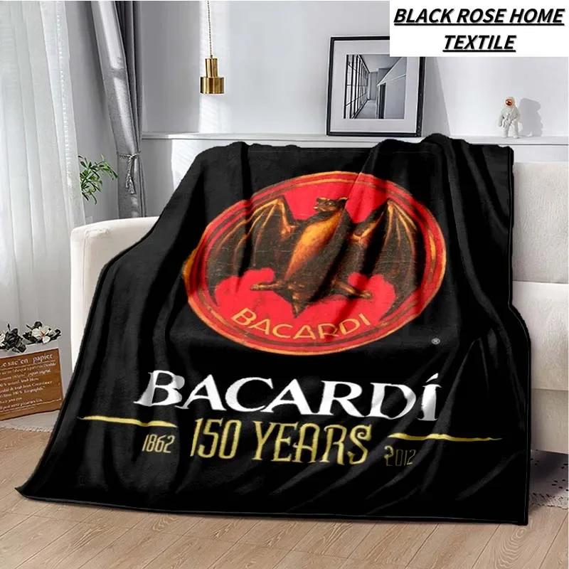Fashionable Art Print Bacardi Rum Logo Blanket Family Bedroom Bed Sheet Outdoor Car Travel Camping Picnic Plush Sleeping Blanket