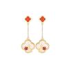 Elegant Chinese-Inspired Gold-Plated Clover Jewelry Set With Faux Jade Stones Women O-Chain Necklace Earrings Pendant