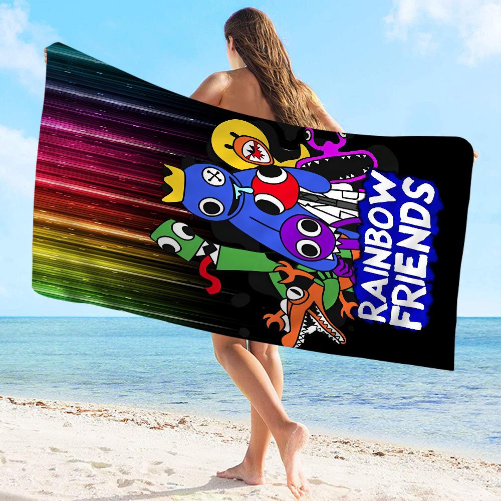Rainbow Friends Toy Vintage Beach Towel Cartoon Cute Summer Kids Large Bath Pool Beach Towel Absorbent for Swimming Travel