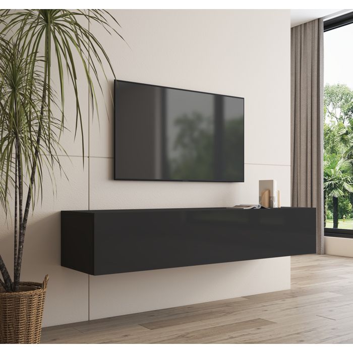 TV cabinet - NORA - Forli XL - Door(s) - Rectangular - Black - Glossy