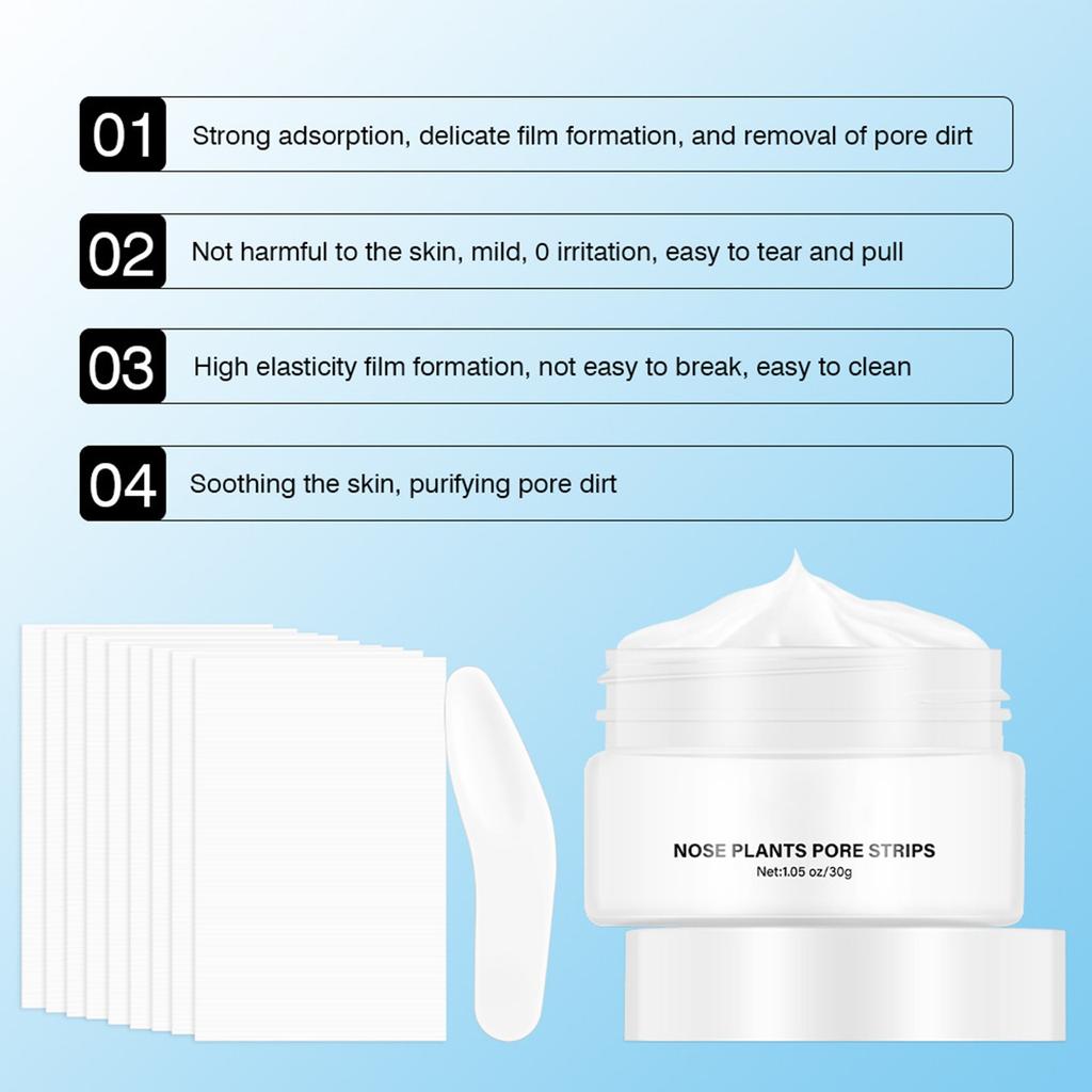 Remove Nasal Strips Pore Strip Clear Black Head 3-шаговый набор для чистки прыщей, сужения пор и удаления черных точек с помощью ложки +40 полосок 30 г