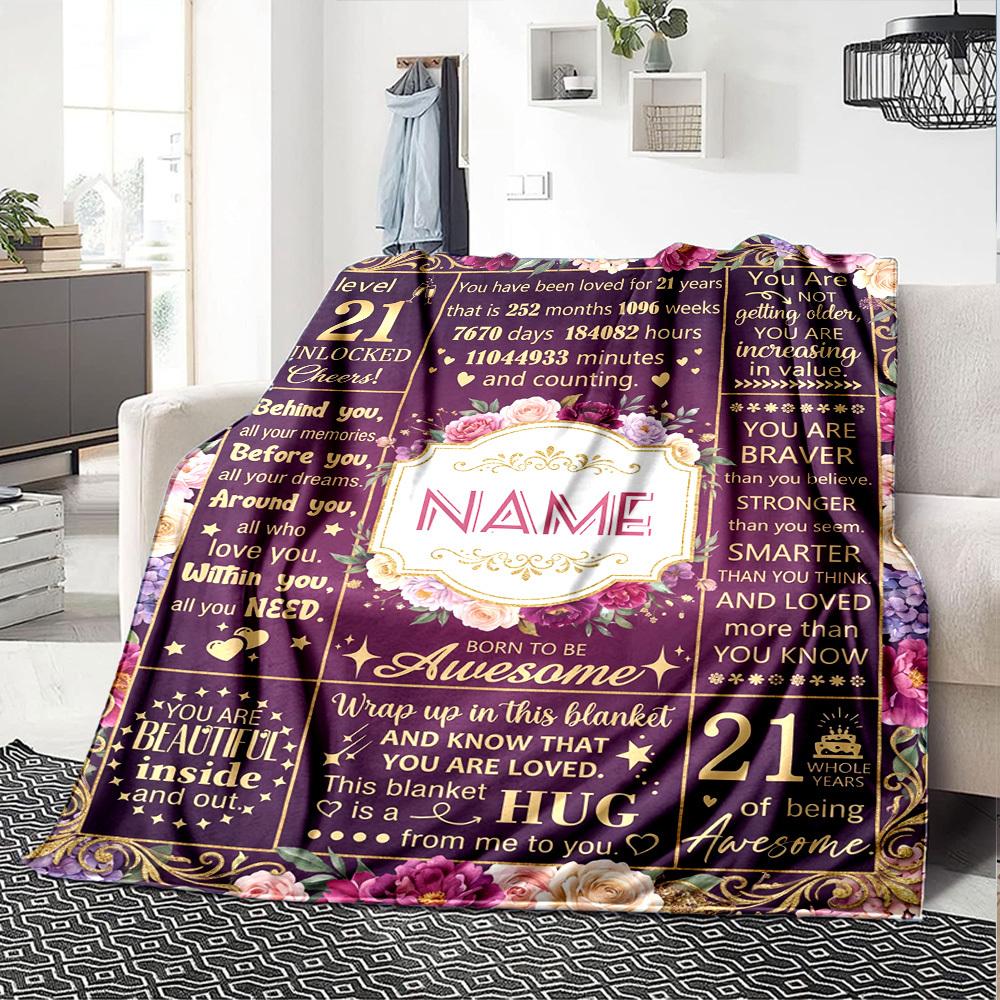 21St Birthday Celebration Blanket Warmthful Decor Great For Sofa Couch Office Bed Picnics Four Seasons Multipurpose Digital Print Birthday Christmas