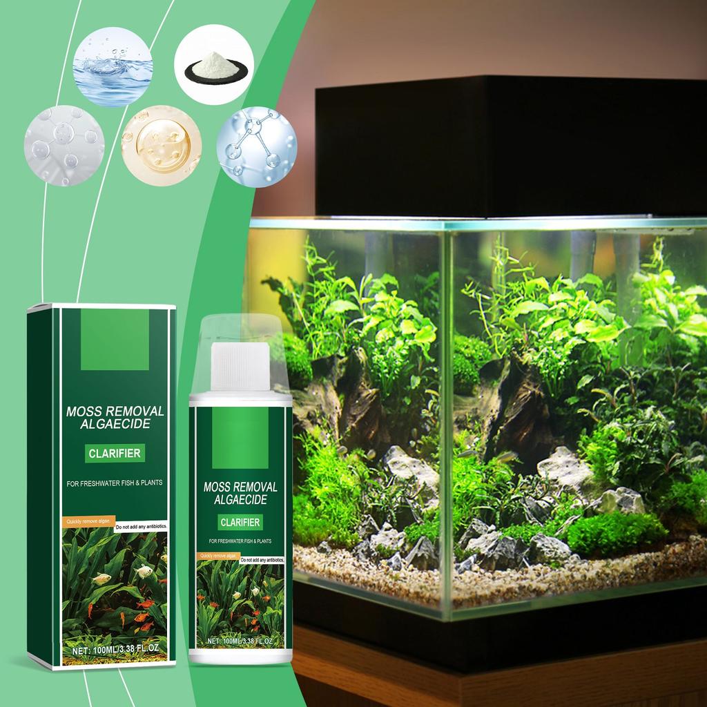 Algaecide Remove Moss Without Hurting Fish, Remove Green Brown , Remove Green Water 100ml