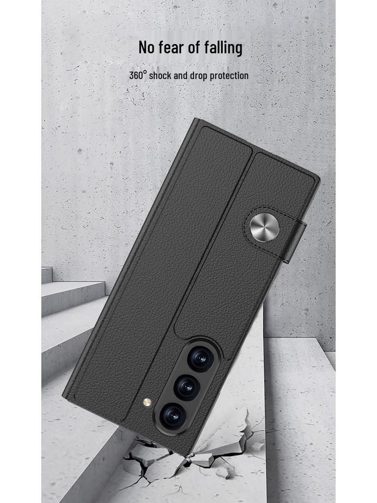 Кожаный чехол-книжка Samsung Z Fold7 для бизнеса: Полное покрытие, Креативный дизайн