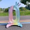 1pcs 32inch Standing Rainbow Digital Balloon Gradient Colorful Crown Aluminum Foil Balloon Birthday Party Baby Shower Decor