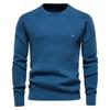 Men’s Euro Fit Solid Plaid Pullover Knit Long Sleeves Long Sleeves