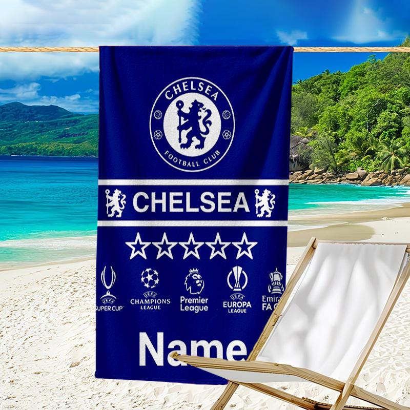 Custom Name Ultrasoft Beach Towel With Chelsea Football Club Themeideal For Pool Camping Diving Perfect Travel Essential Vibrant Beach Towel